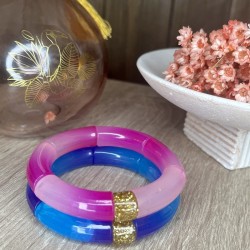 Bracelet jonc perles tubes en acrylique