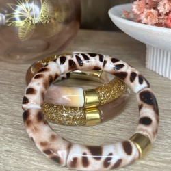 Bracelet jonc perles tubes en acrylique